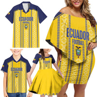 Custom Ecuador Football Family Matching Off Shoulder Short Dress and Hawaiian Shirt 2025 Come On La Tricolor - Wonder Print Shop