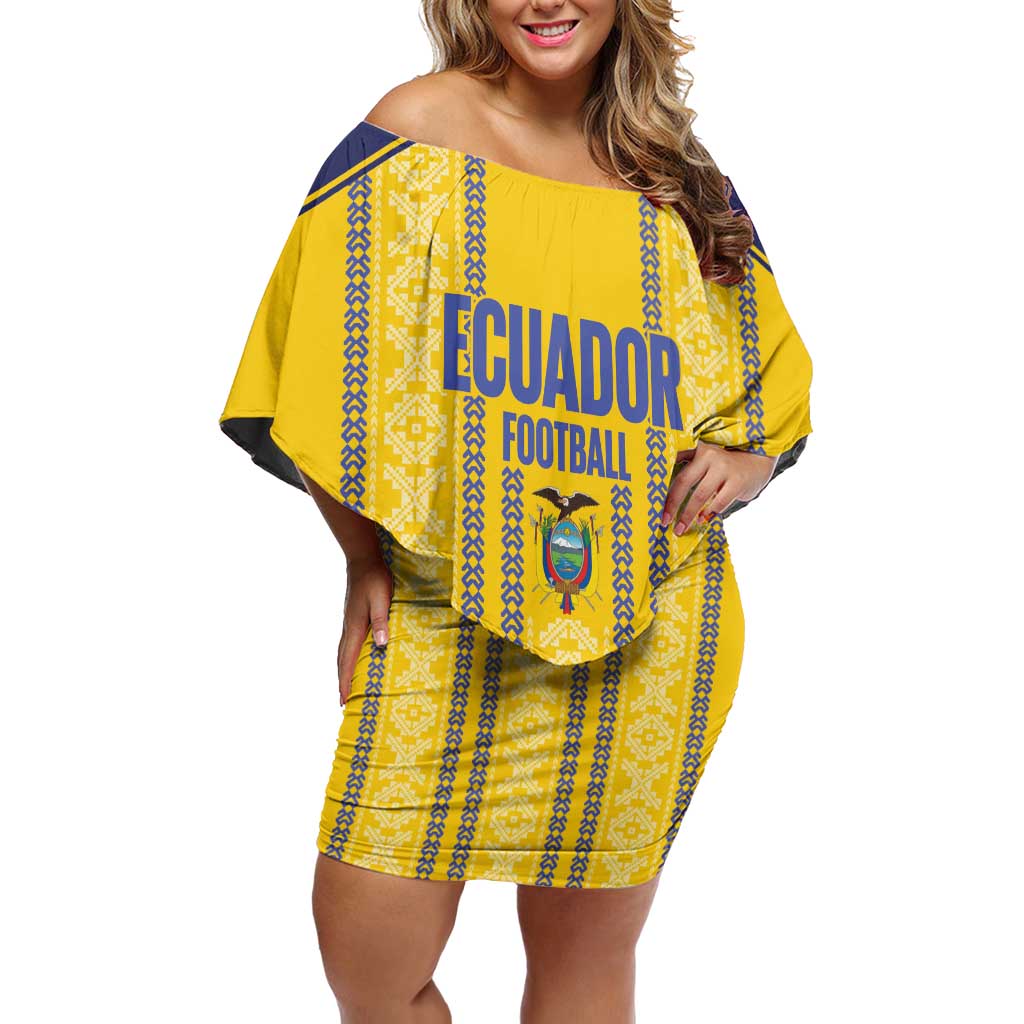 Custom Ecuador Football Family Matching Off Shoulder Short Dress and Hawaiian Shirt 2025 Come On La Tricolor - Wonder Print Shop