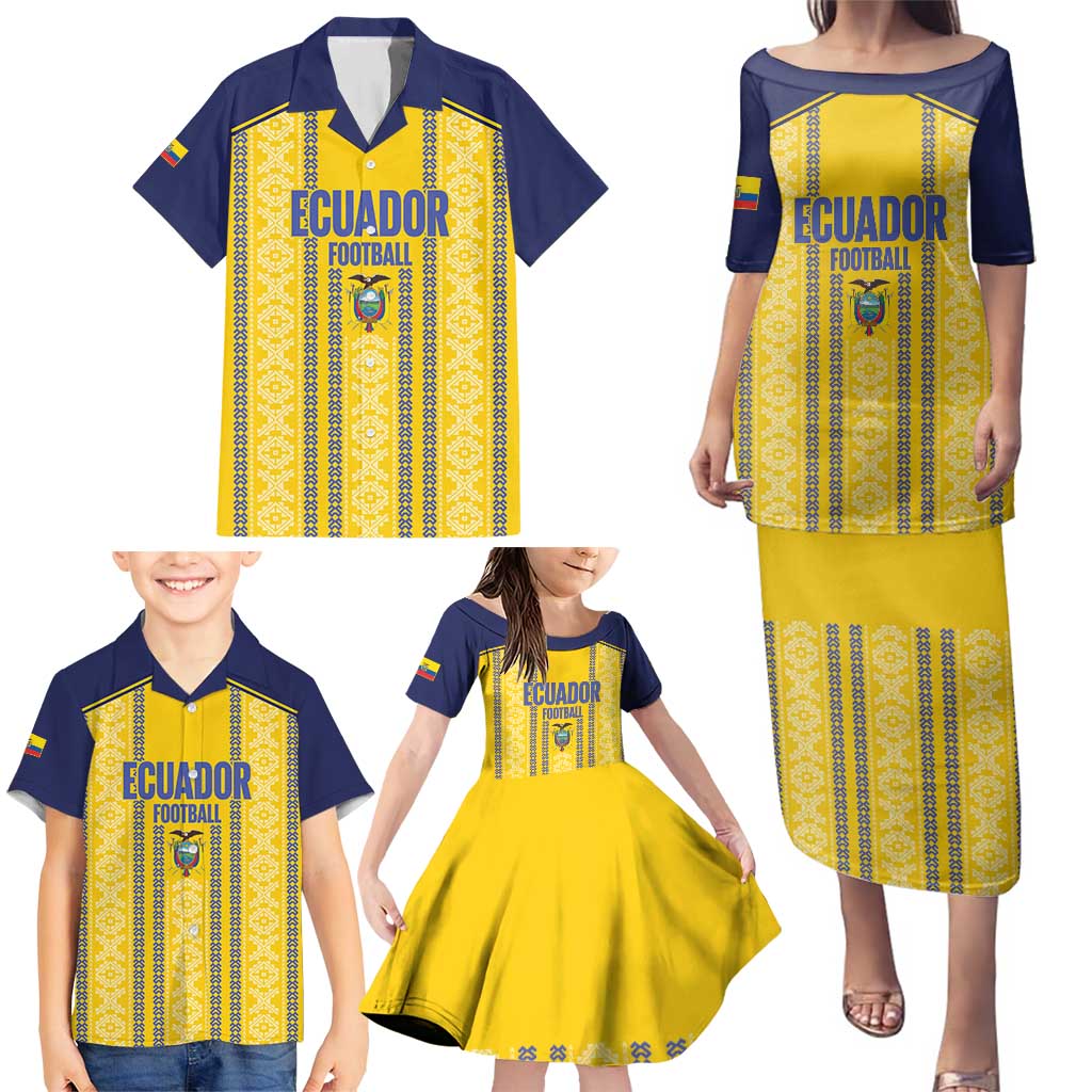 Custom Ecuador Football Family Matching Puletasi and Hawaiian Shirt 2025 Come On La Tricolor - Wonder Print Shop