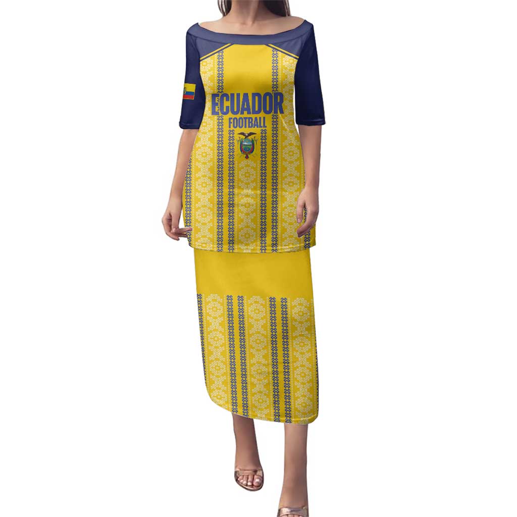 Custom Ecuador Football Family Matching Puletasi and Hawaiian Shirt 2025 Come On La Tricolor - Wonder Print Shop