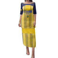 Custom Ecuador Football Family Matching Puletasi and Hawaiian Shirt 2025 Come On La Tricolor - Wonder Print Shop