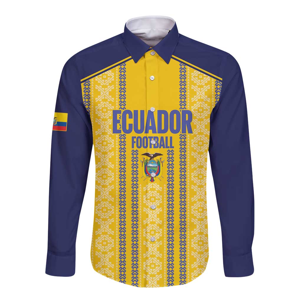Custom Ecuador Football Long Sleeve Button Shirt 2025 Come On La Tricolor - Wonder Print Shop