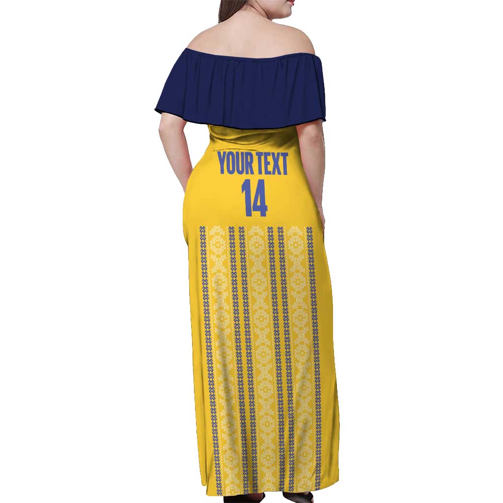 Custom Ecuador Football Off Shoulder Maxi Dress 2025 Come On La Tricolor - Wonder Print Shop