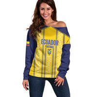 Custom Ecuador Football Off Shoulder Sweater 2025 Come On La Tricolor - Wonder Print Shop