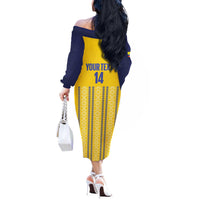 Custom Ecuador Football Off The Shoulder Long Sleeve Dress 2025 Come On La Tricolor - Wonder Print Shop