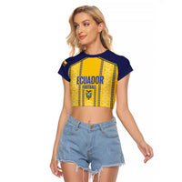 Custom Ecuador Football Raglan Cropped T Shirt 2025 Come On La Tricolor - Wonder Print Shop