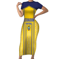 Custom Ecuador Football Short Sleeve Bodycon Dress 2025 Come On La Tricolor - Wonder Print Shop