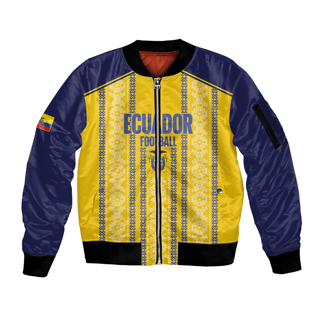 Custom Ecuador Football Sleeve Zip Bomber Jacket 2025 Come On La Tricolor - Wonder Print Shop