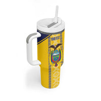 Custom Ecuador Football Tumbler With Handle 2025 Come On La Tricolor - Wonder Print Shop