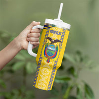 Custom Ecuador Football Tumbler With Handle 2025 Come On La Tricolor - Wonder Print Shop