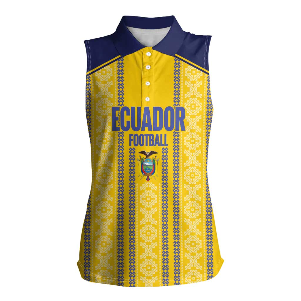 Custom Ecuador Football Women Sleeveless Polo Shirt 2025 Come On La Tricolor - Wonder Print Shop