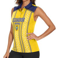 Custom Ecuador Football Women Sleeveless Polo Shirt 2025 Come On La Tricolor - Wonder Print Shop