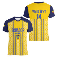 Custom Ecuador Football Women V-Neck T-Shirt 2025 Come On La Tricolor - Wonder Print Shop