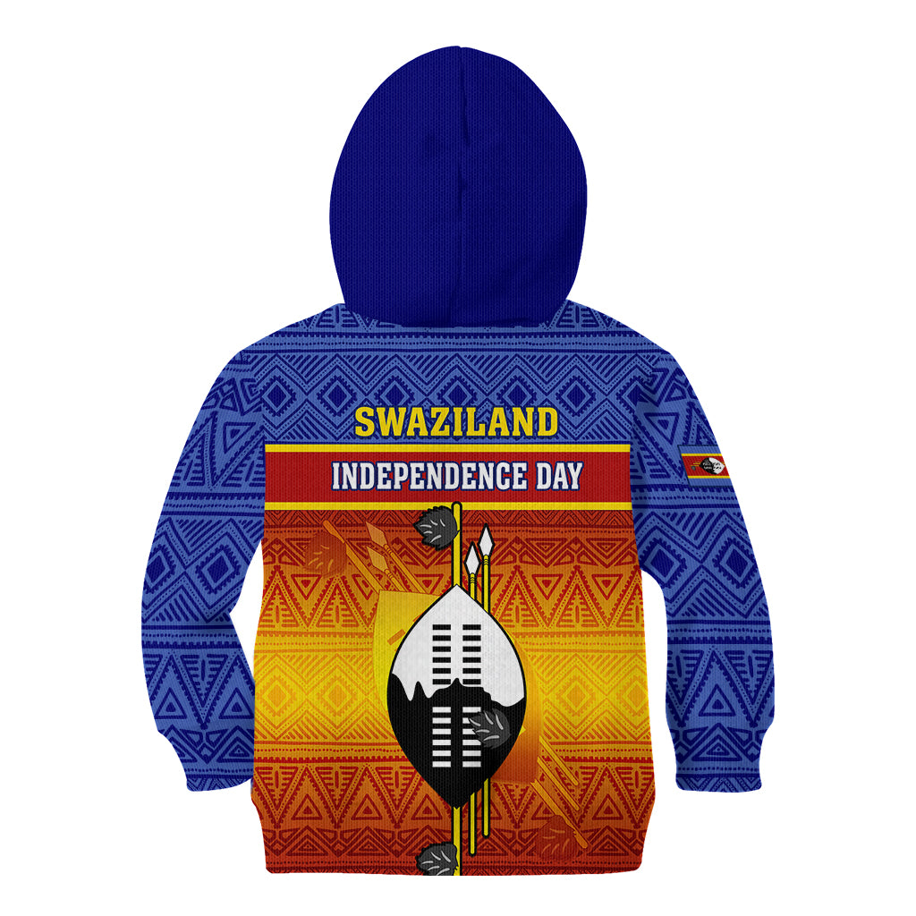 Eswatini Independence Day Kid Hoodie Swaziland Nguni Shield Gradient African Pattern - Wonder Print Shop