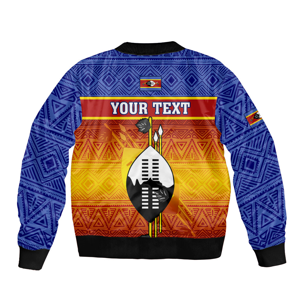 Personalised Eswatini Independence Day Bomber Jacket Swaziland Nguni Shield Gradient African Pattern - Wonder Print Shop