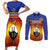 Personalised Eswatini Independence Day Couples Matching Short Sleeve Bodycon Dress and Long Sleeve Button Shirts Swaziland Nguni Shield Gradient African Pattern - Wonder Print Shop