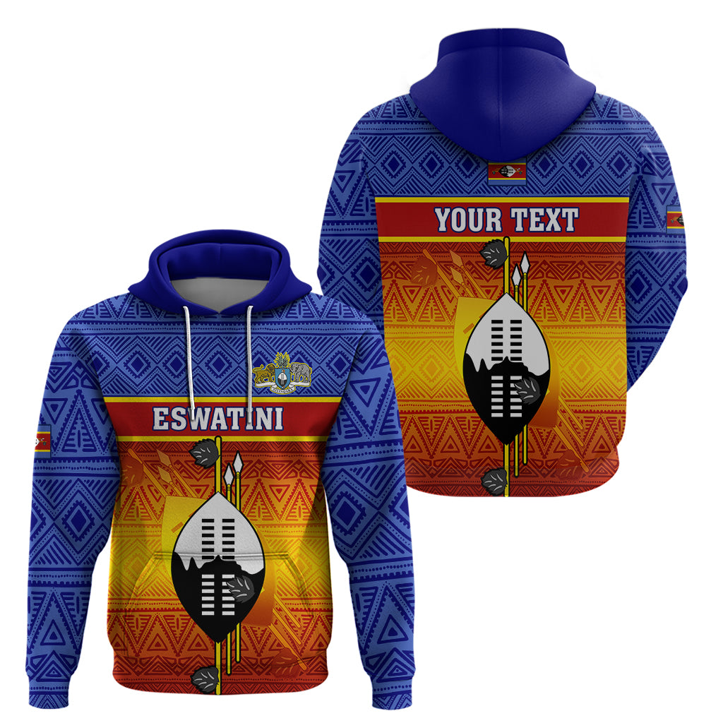 Personalised Eswatini Independence Day Hoodie Swaziland Nguni Shield Gradient African Pattern - Wonder Print Shop
