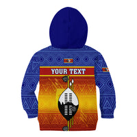 Personalised Eswatini Independence Day Kid Hoodie Swaziland Nguni Shield Gradient African Pattern - Wonder Print Shop