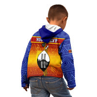 Personalised Eswatini Independence Day Kid Hoodie Swaziland Nguni Shield Gradient African Pattern - Wonder Print Shop