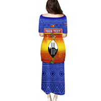 Personalised Eswatini Independence Day Puletasi Swaziland Nguni Shield Gradient African Pattern - Wonder Print Shop