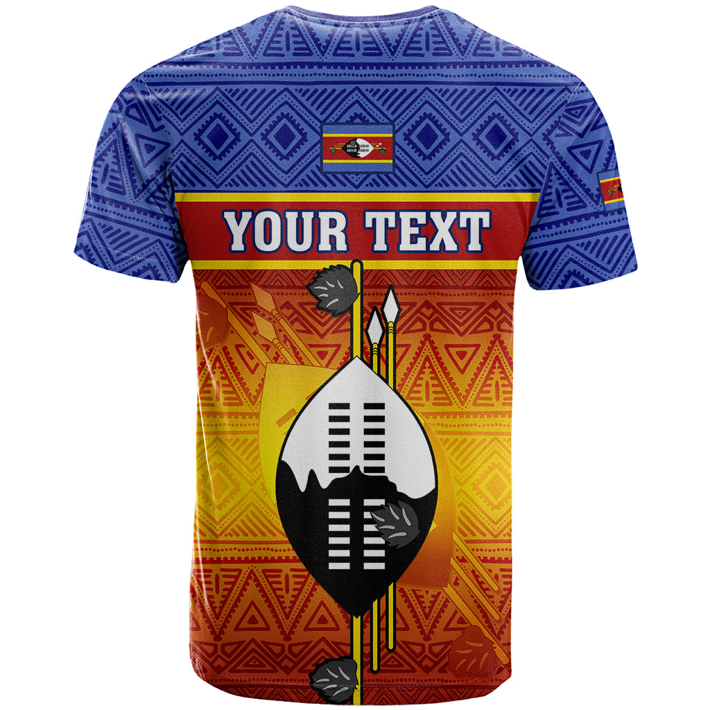 Personalised Eswatini Independence Day T Shirt Swaziland Nguni Shield Gradient African Pattern - Wonder Print Shop