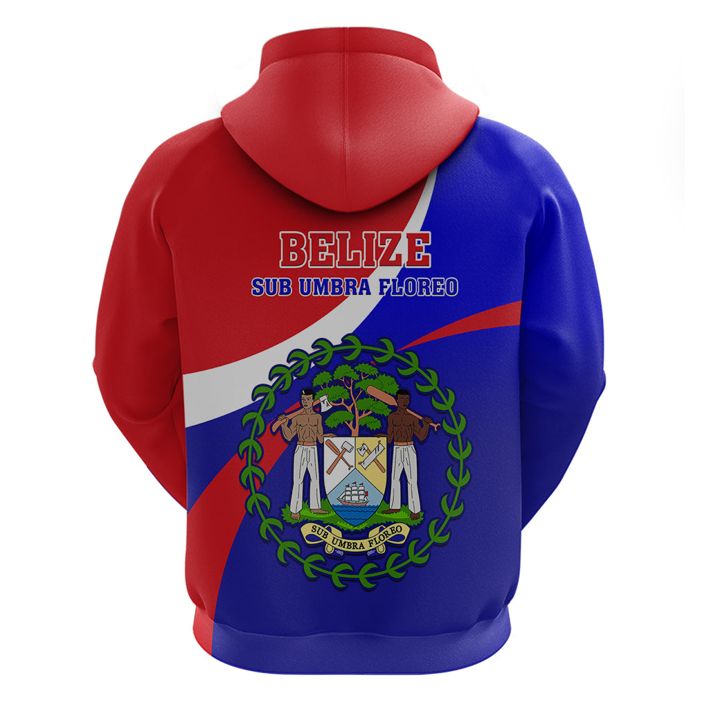 Belize Independence Day Hoodie Coat Of Arms Curve Style - Wonder Print Shop
