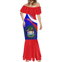 Belize Independence Day Mermaid Dress Coat Of Arms Curve Style - Wonder Print Shop