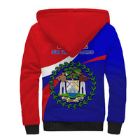 Belize Independence Day Sherpa Hoodie Coat Of Arms Curve Style - Wonder Print Shop
