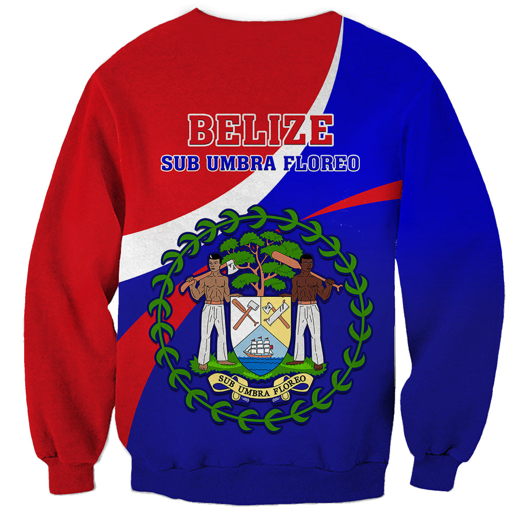 Belize Independence Day Sweatshirt Coat Of Arms Curve Style - Wonder Print Shop
