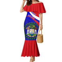 Personalised Belize Independence Day Mermaid Dress Coat Of Arms Curve Style - Wonder Print Shop