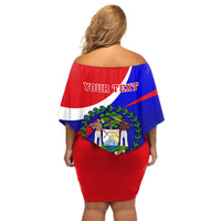 Personalised Belize Independence Day Off Shoulder Short Dress Coat Of Arms Curve Style - Wonder Print Shop