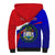Personalised Belize Independence Day Sherpa Hoodie Coat Of Arms Curve Style - Wonder Print Shop