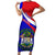 Personalised Belize Independence Day Short Sleeve Bodycon Dress Coat Of Arms Curve Style - Wonder Print Shop