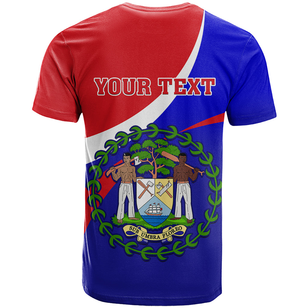 Personalised Belize Independence Day T Shirt Coat Of Arms Curve Style - Wonder Print Shop
