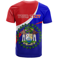 Personalised Belize Independence Day T Shirt Coat Of Arms Curve Style - Wonder Print Shop