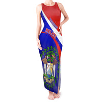 Personalised Belize Independence Day Tank Maxi Dress Coat Of Arms Curve Style - Wonder Print Shop
