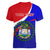 Personalised Belize Independence Day Women V Neck T Shirt Coat Of Arms Curve Style - Wonder Print Shop