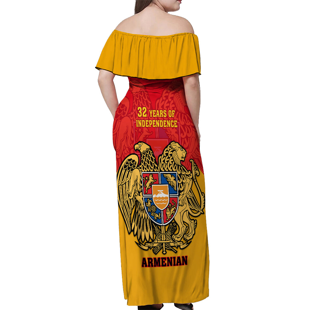 Armenia Independence Day Off Shoulder Maxi Dress Armenian Coat Of Arms 32st Anniversary - Wonder Print Shop