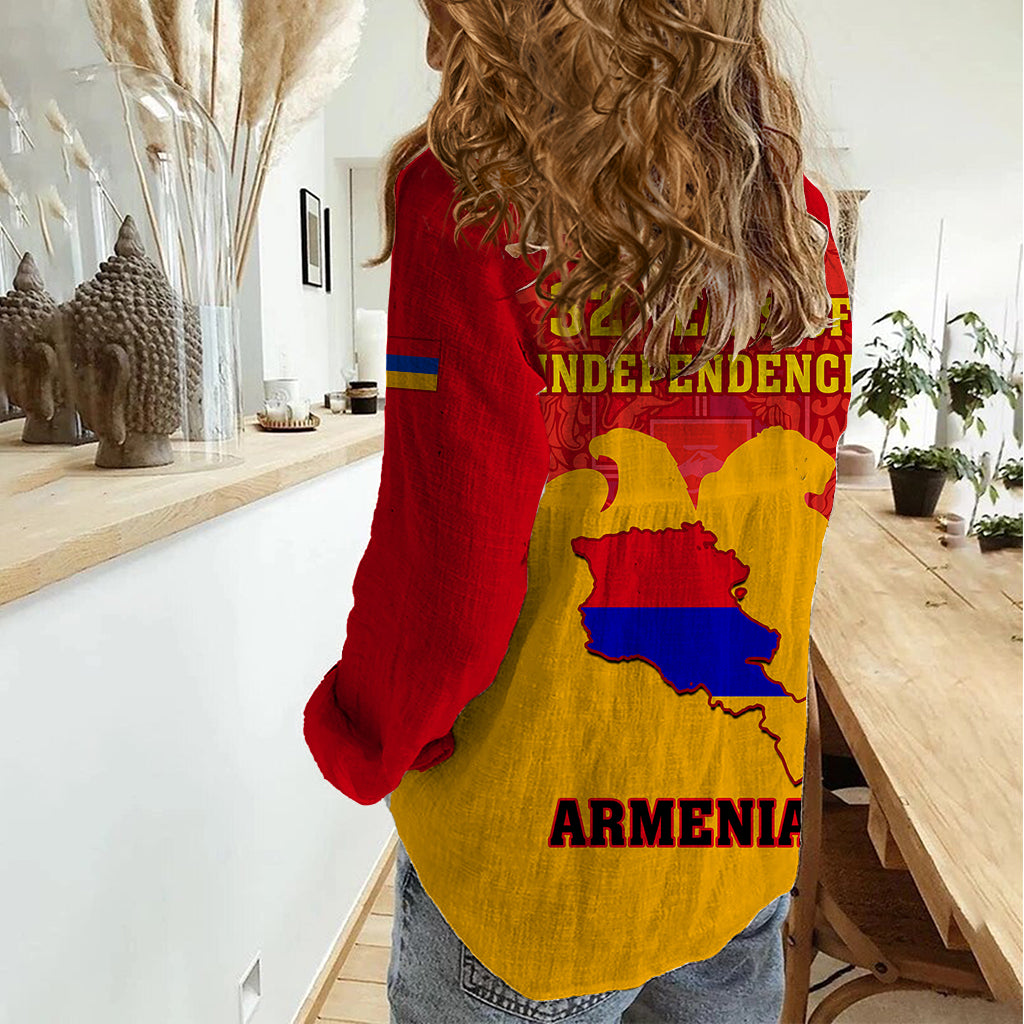 Armenia Independence Day Women Casual Shirt Armenian Coat Of Arms 32st Anniversary - Wonder Print Shop