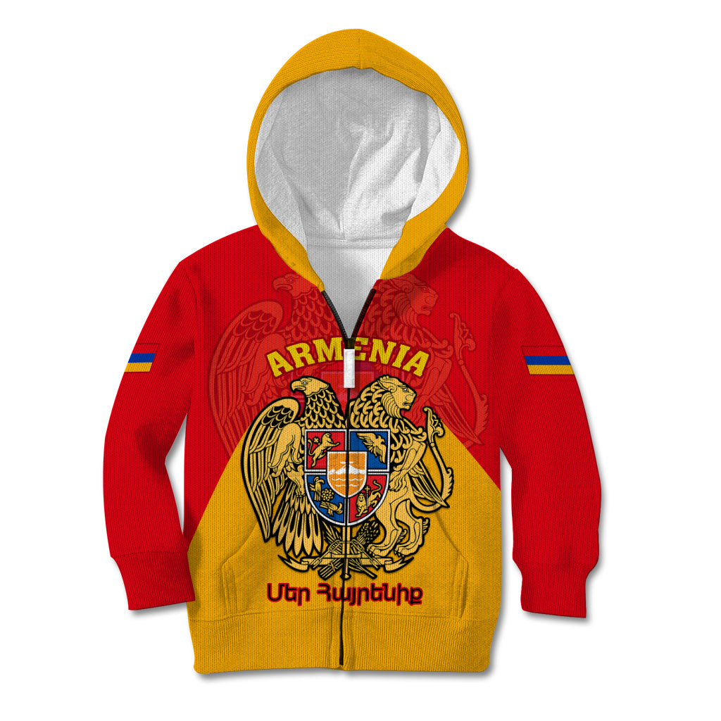 Personalised Armenia Independence Day Kid Hoodie Armenian Coat Of Arms 32st Anniversary - Wonder Print Shop