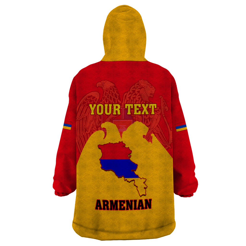 Personalised Armenia Independence Day Wearable Blanket Hoodie Armenian Coat Of Arms 32st Anniversary - Wonder Print Shop