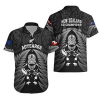 New Zealand Aotearoa Rugby Hawaiian Shirt NZ Tiki With Maori Fern World Cup Black Version - Wonder Print Shop