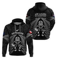 New Zealand Aotearoa Rugby Hoodie NZ Tiki With Maori Fern World Cup Black Version - Wonder Print Shop