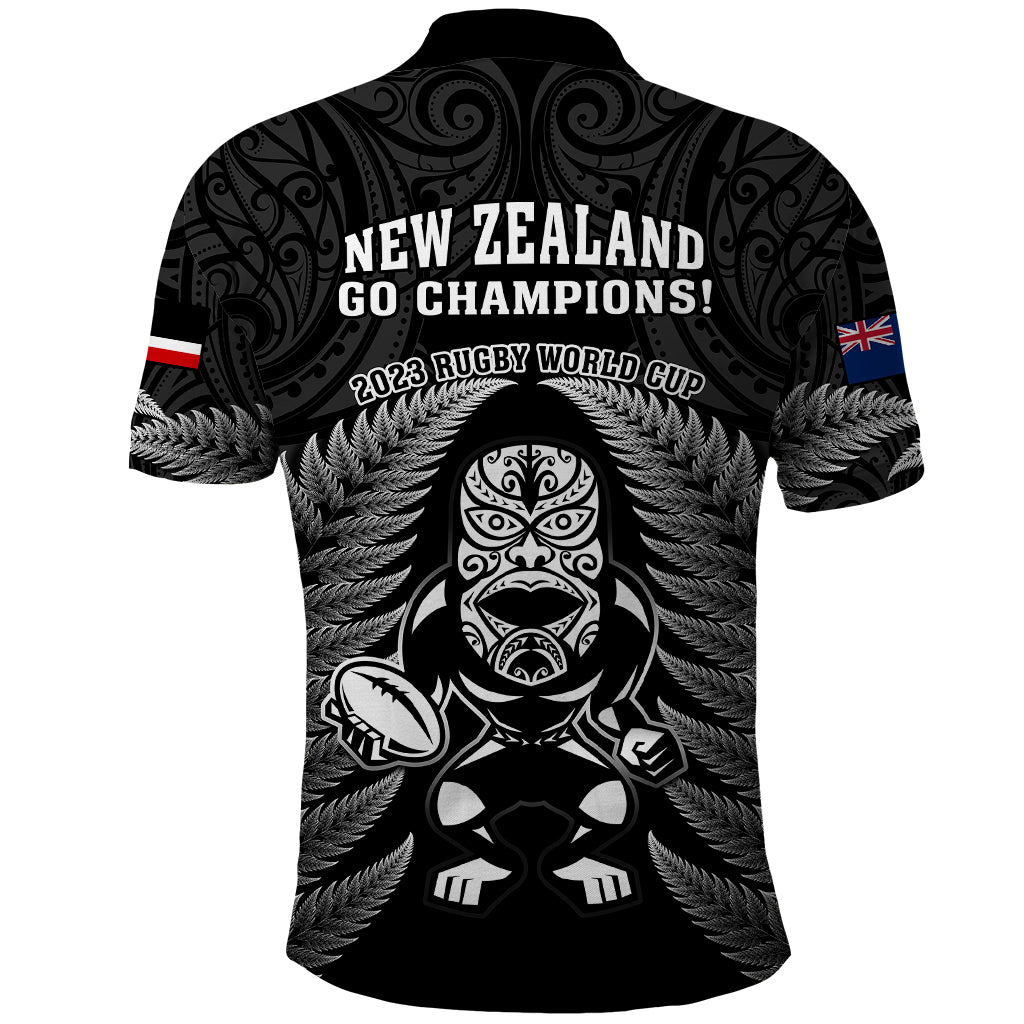 New Zealand Aotearoa Rugby Polo Shirt NZ Tiki With Maori Fern World Cup Black Version - Wonder Print Shop