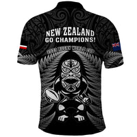 New Zealand Aotearoa Rugby Polo Shirt NZ Tiki With Maori Fern World Cup Black Version - Wonder Print Shop