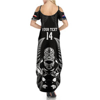 Custom New Zealand Aotearoa Rugby Summer Maxi Dress NZ Tiki With Maori Fern World Cup Black Version - Wonder Print Shop