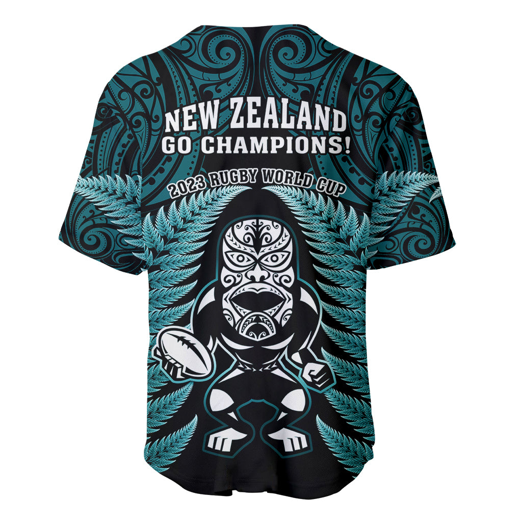 New Zealand Aotearoa Rugby Baseball Jersey NZ Tiki With Maori Fern World Cup Turquoise Version - Wonder Print Shop