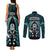 New Zealand Aotearoa Rugby Couples Matching Tank Maxi Dress and Long Sleeve Button Shirts NZ Tiki With Maori Fern World Cup Turquoise Version - Wonder Print Shop