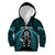 New Zealand Aotearoa Rugby Kid Hoodie NZ Tiki With Maori Fern World Cup Turquoise Version - Wonder Print Shop