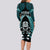 New Zealand Aotearoa Rugby Long Sleeve Bodycon Dress NZ Tiki With Maori Fern World Cup Turquoise Version - Wonder Print Shop